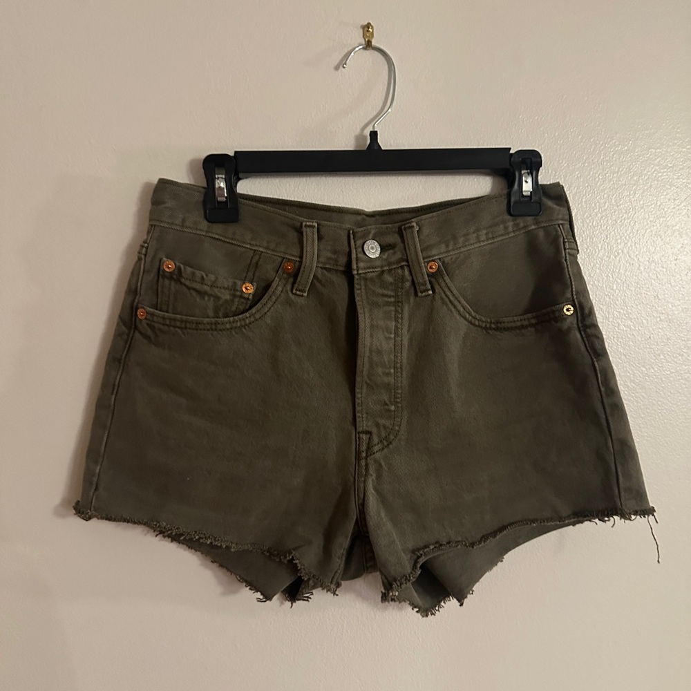 Olive Green Levi’s Cut off High waist Women's Shorts size 28